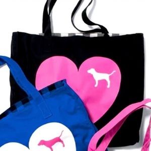 VS Pink 2008 vintage heart & dog tote travel bag black HTF